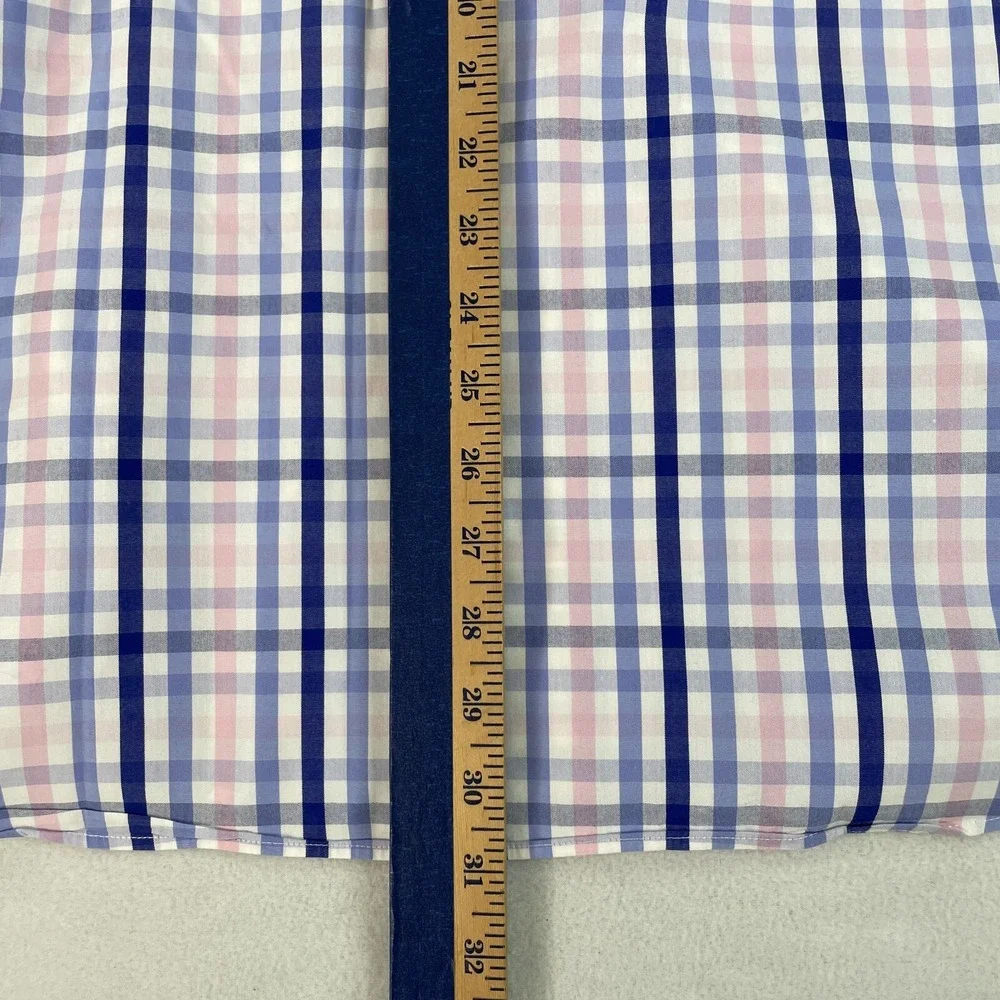 Tommy‎ Hilfiger Men's Dress Shirt Blue Plaid Sz 16 32/33 Regular Fit Long Sleeve